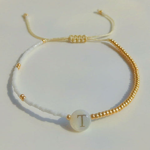 Gold Letter Beaded Bracelet