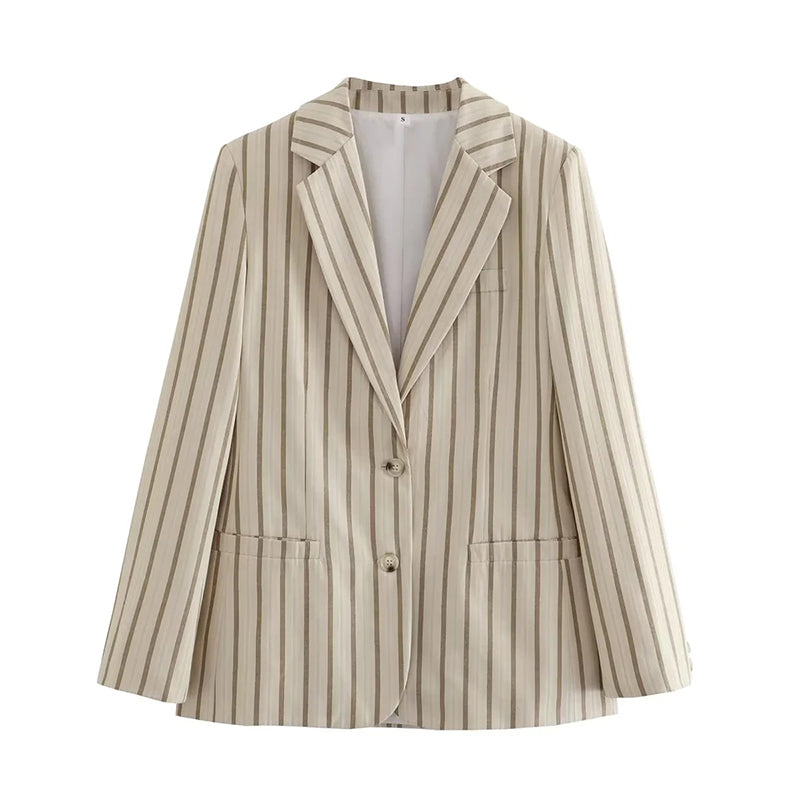 ✨ Khaki Polyester Striped Pocket Blazer ✨ – K\'belle Makeup
